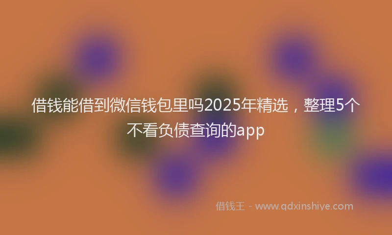 借钱能借到微信钱包里吗2025年精选，整理5个不看负债查询的app