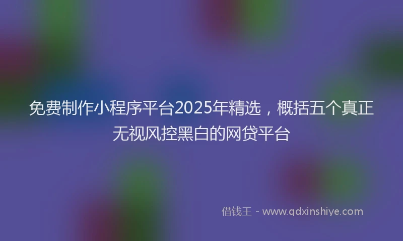 免费制作小程序平台2025年精选，概括五个真正无视风控黑白的网贷平台