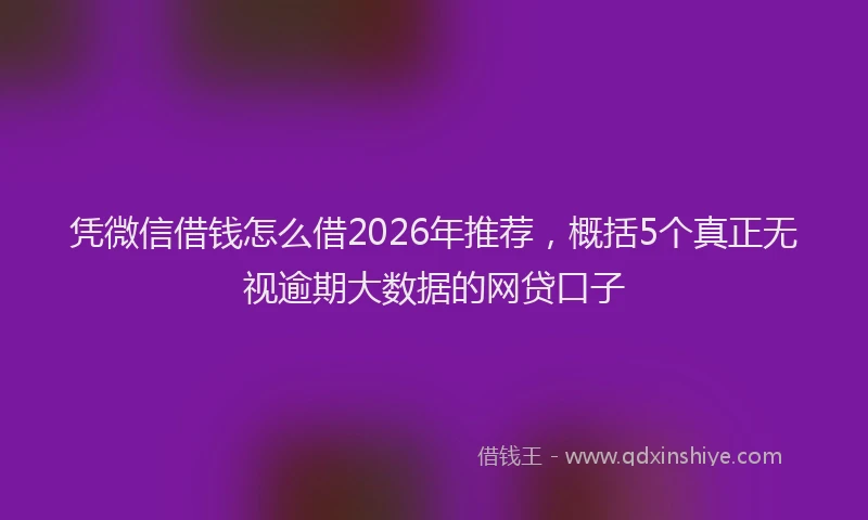 凭微信借钱怎么借2026年推荐，概括5个真正无视逾期大数据的网贷口子