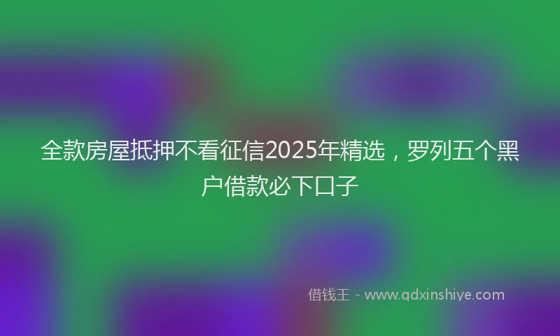 全款房屋抵押不看征信2025年精选，罗列五个黑户借款必下口子