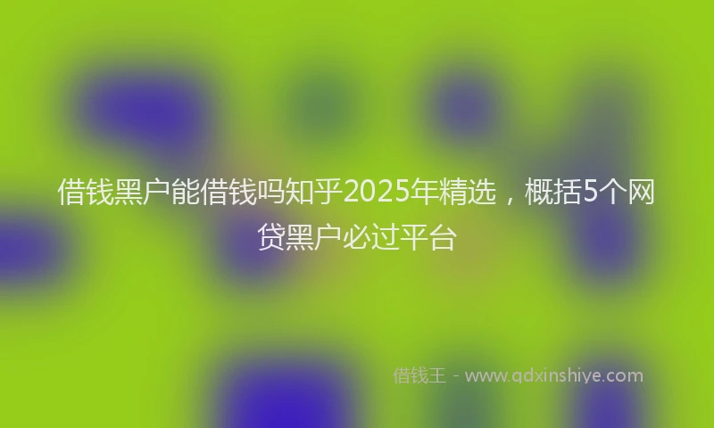 借钱黑户能借钱吗知乎2025年精选，概括5个网贷黑户必过平台