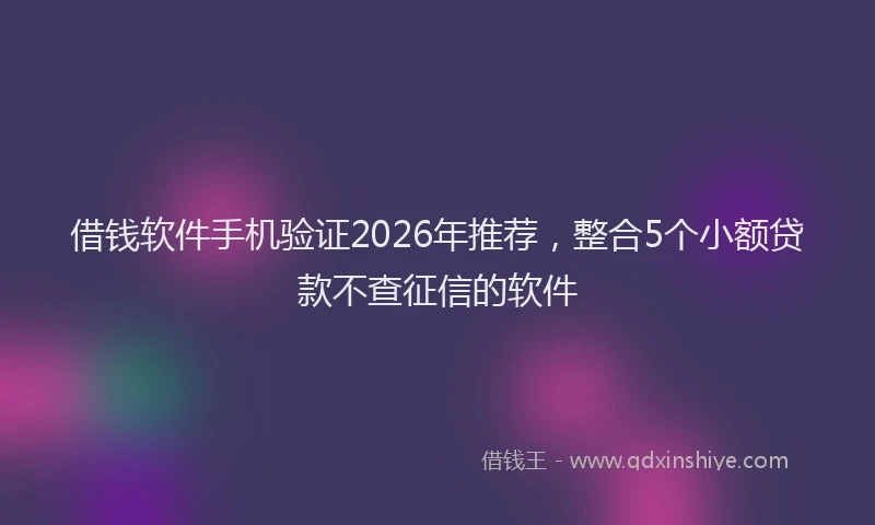 借钱软件手机验证2026年推荐，整合5个小额贷款不查征信的软件