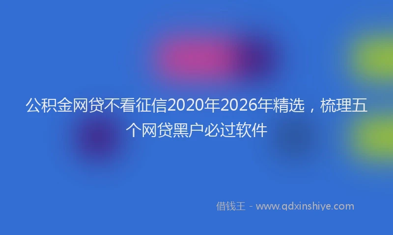 公积金网贷不看征信2020年2026年精选，梳理五个网贷黑户必过软件