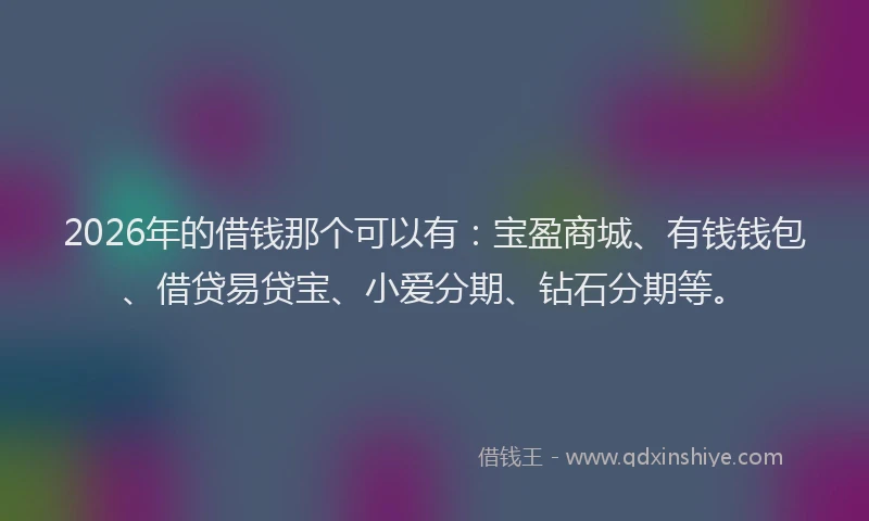 2026年的借钱那个可以有:宝盈商城、有钱钱包、借贷易贷宝、小爱分期、钻石分期等。