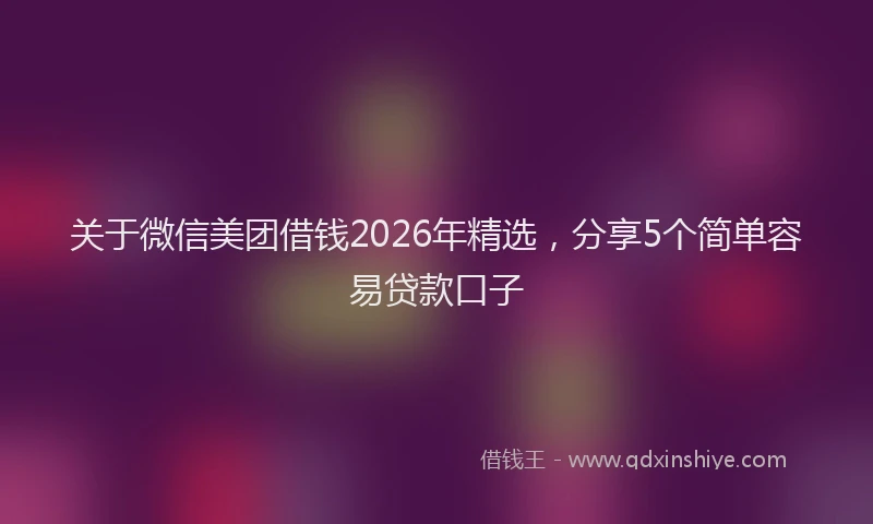 关于微信美团借钱2026年精选,分享5个简单容易贷款口子