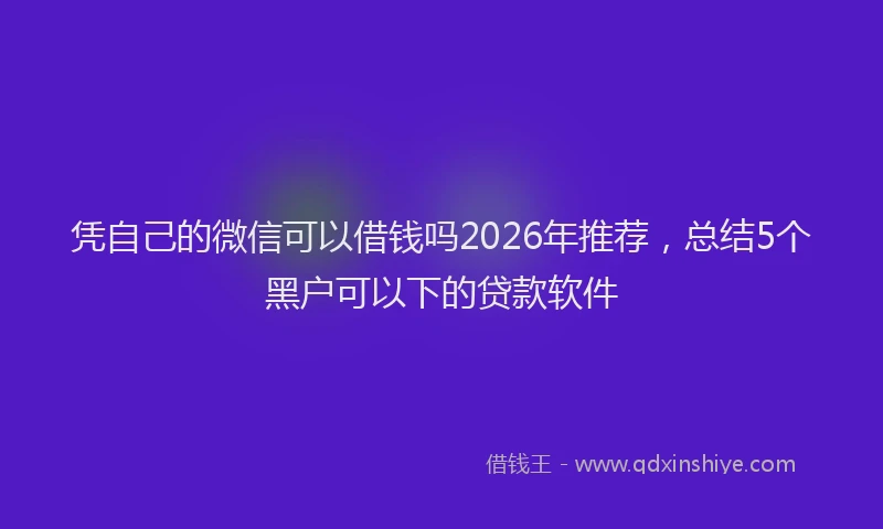 凭自己的微信可以借钱吗2026年推荐，总结5个黑户可以下的贷款软件