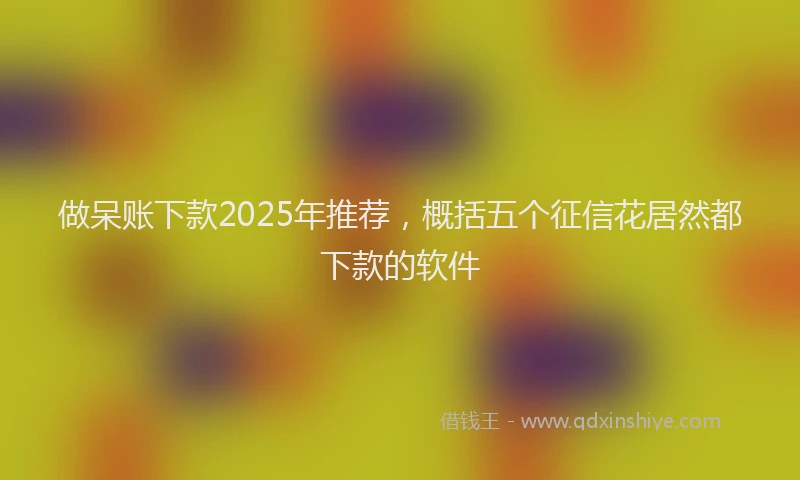做呆账下款2025年推荐，概括五个征信花居然都下款的软件