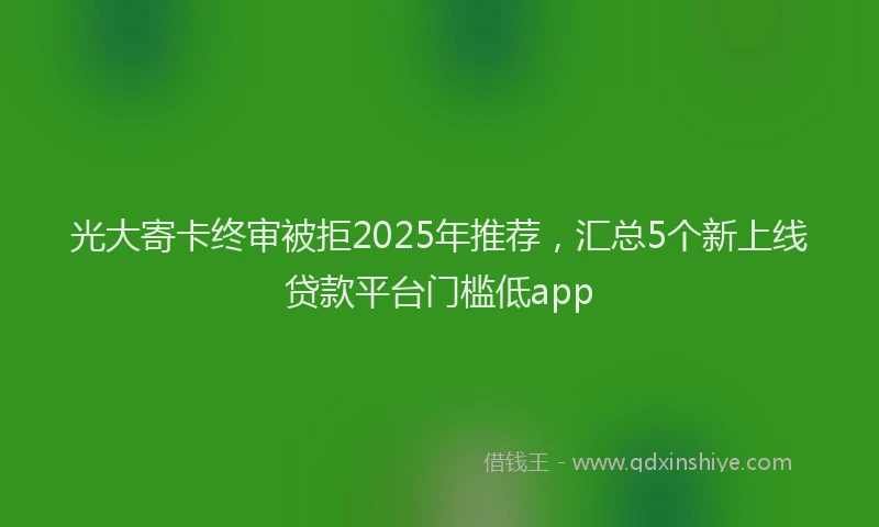 光大寄卡终审被拒2025年推荐，汇总5个新上线贷款平台门槛低app
