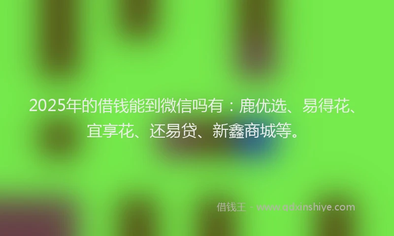 2025年的借钱能到微信吗有：鹿优选、易得花、宜享花、还易贷、新鑫商城等。