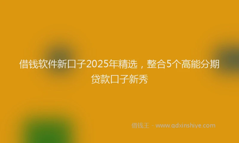 借钱软件新口子2025年精选，整合5个高能分期贷款口子新秀