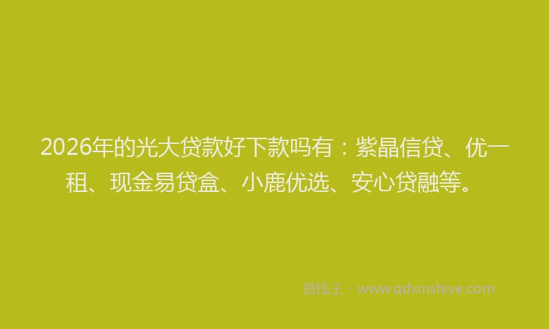 2026年的光大贷款好下款吗有：紫晶信贷、优一租、现金易贷盒、小鹿优选、安心贷融等。