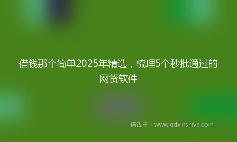 借钱那个简单2025年精选，梳理5个秒批通过的网贷软件