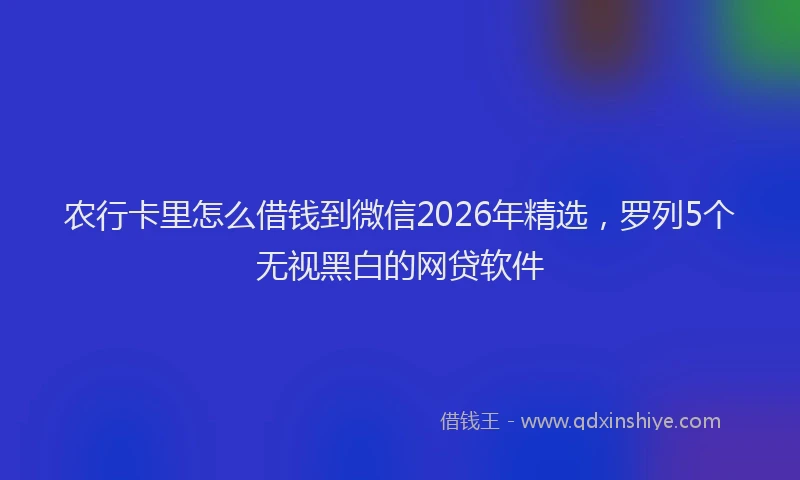 农行卡里怎么借钱到微信2026年精选，罗列5个无视黑白的网贷软件