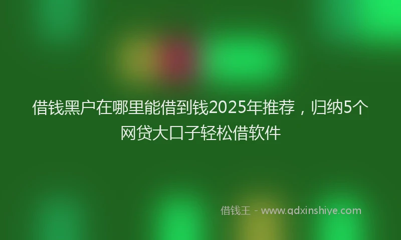 借钱黑户在哪里能借到钱2025年推荐，归纳5个网贷大口子轻松借软件