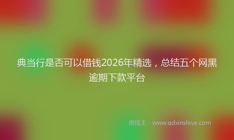 典当行是否可以借钱2026年精选，总结五个网黑逾期下款平台