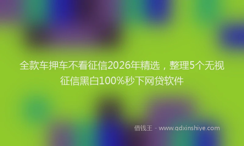 全款车押车不看征信2026年精选，整理5个无视征信黑白100%秒下网贷软件