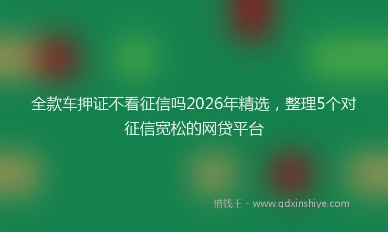 全款车押证不看征信吗2026年精选，整理5个对征信宽松的网贷平台