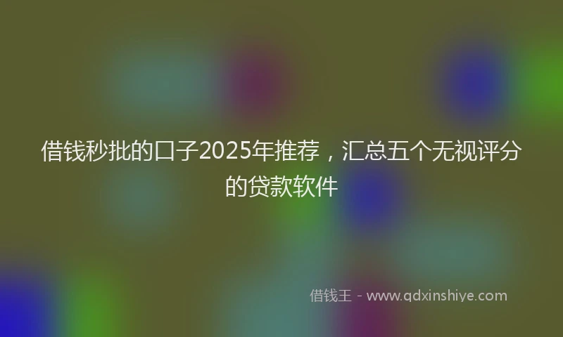 借钱秒批的口子2025年推荐,汇总五个无视评分的贷款软件