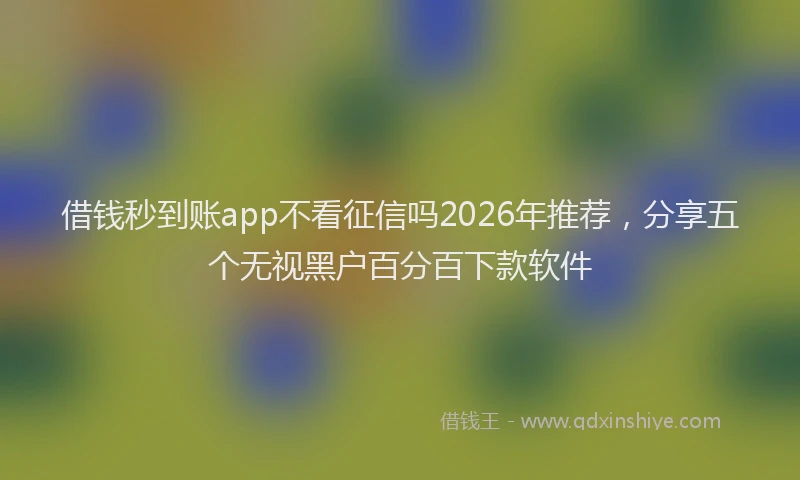 借钱秒到账app不看征信吗2026年推荐,分享五个无视黑户百分百下款软件