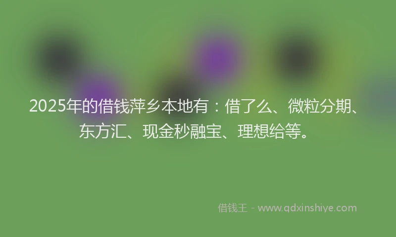 2025年的借钱萍乡本地有：借了么、微粒分期、东方汇、现金秒融宝、理想给等。
