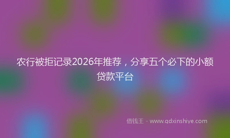 农行被拒记录2026年推荐，分享五个必下的小额贷款平台