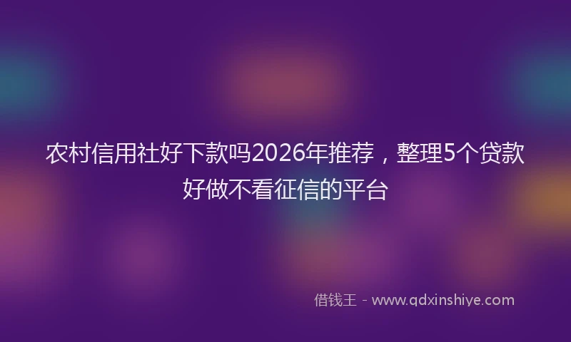 农村信用社好下款吗2026年推荐，整理5个贷款好做不看征信的平台