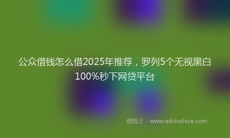 公众借钱怎么借2025年推荐,罗列5个无视黑白100%秒下网贷平台