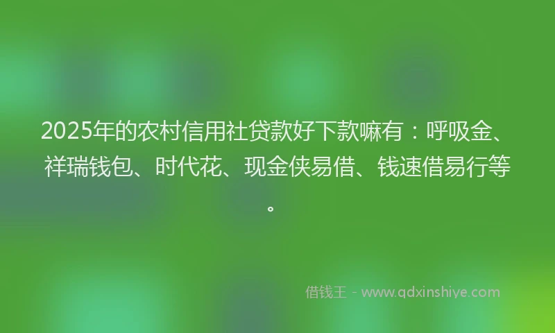 2025年的农村信用社贷款好下款嘛有：呼吸金、祥瑞钱包、时代花、现金侠易借、钱速借易行等。