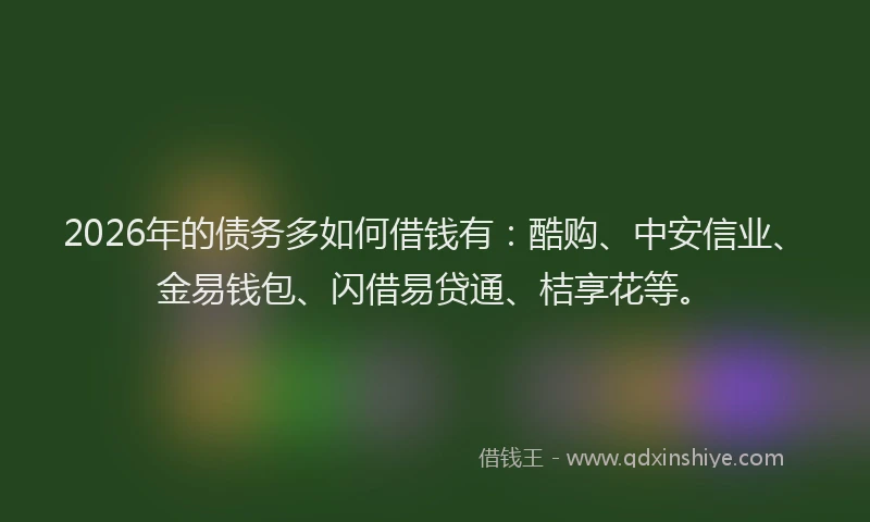 2026年的债务多如何借钱有：酷购、中安信业、金易钱包、闪借易贷通、桔享花等。