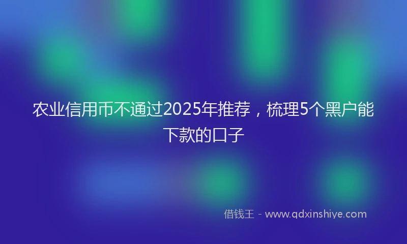 农业信用币不通过2025年推荐，梳理5个黑户能下款的口子