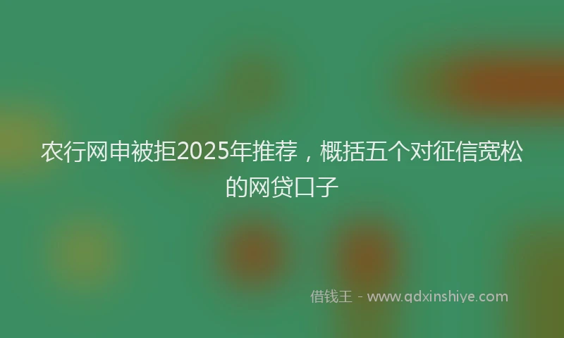 农行网申被拒2025年推荐，概括五个对征信宽松的网贷口子