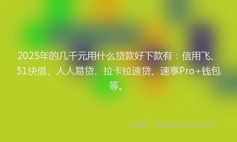 2025年的几千元用什么贷款好下款有:信用飞、51快借、人人易贷、拉卡拉速贷、速享Pro+钱包等。