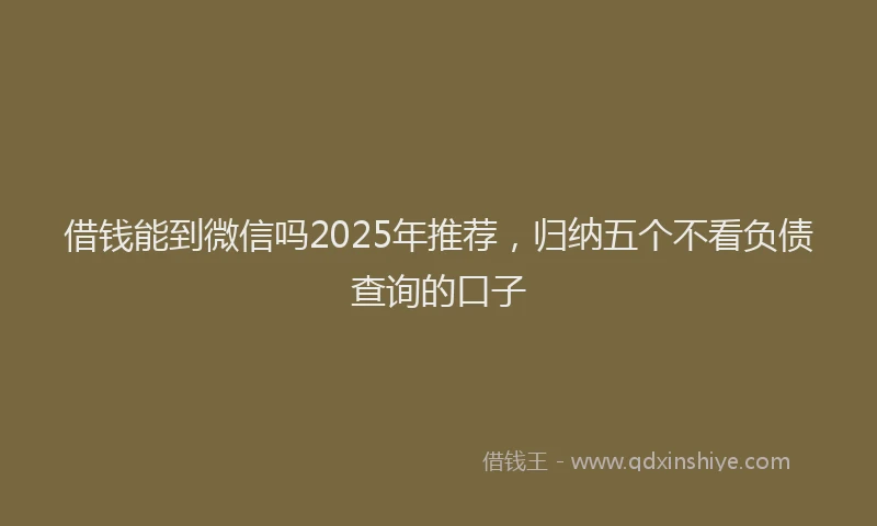 借钱能到微信吗2025年推荐，归纳五个不看负债查询的口子
