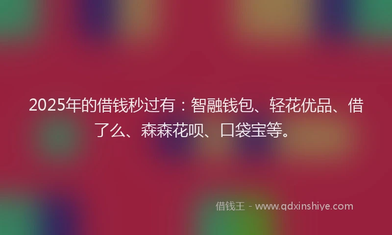2025年的借钱秒过有：智融钱包、轻花优品、借了么、森森花呗、口袋宝等。