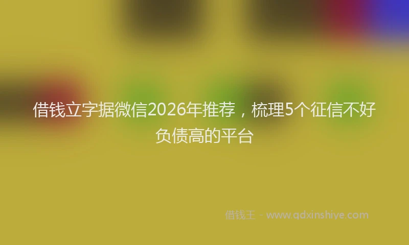 借钱立字据微信2026年推荐，梳理5个征信不好负债高的平台
