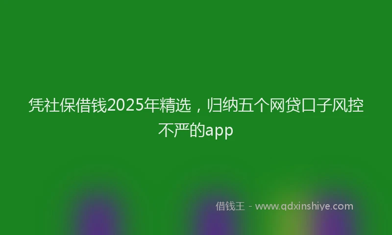 凭社保借钱2025年精选，归纳五个网贷口子风控不严的app