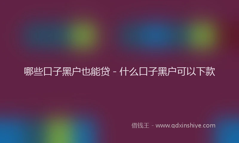 哪些口子黑户也能贷 - 什么口子黑户可以下款