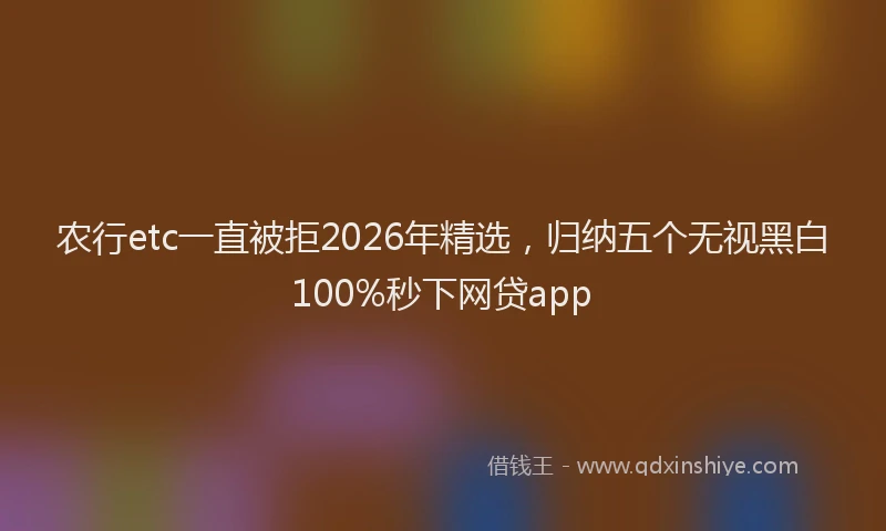 农行etc一直被拒2026年精选，归纳五个无视黑白100%秒下网贷app