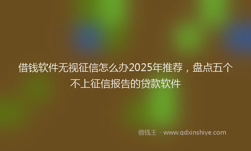 借钱软件无视征信怎么办2025年推荐,盘点五个不上征信报告的贷款软件