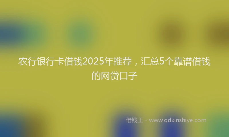 农行银行卡借钱2025年推荐，汇总5个靠谱借钱的网贷口子