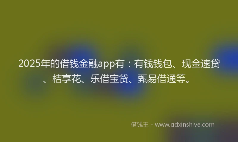 2025年的借钱金融app有：有钱钱包、现金速贷、桔享花、乐借宝贷、甄易借通等。