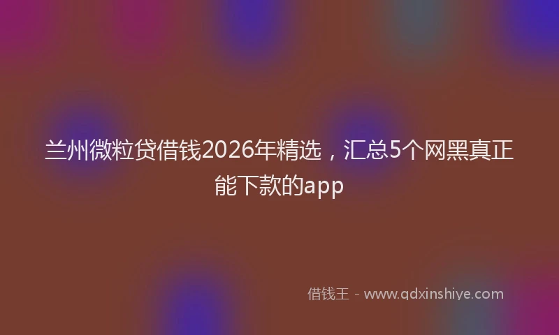 兰州微粒贷借钱2026年精选，汇总5个网黑真正能下款的app
