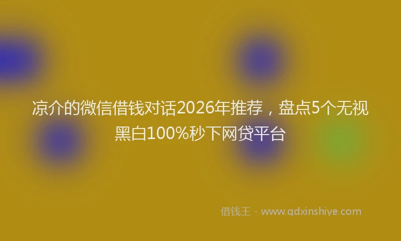 凉介的微信借钱对话2026年推荐，盘点5个无视黑白100%秒下网贷平台