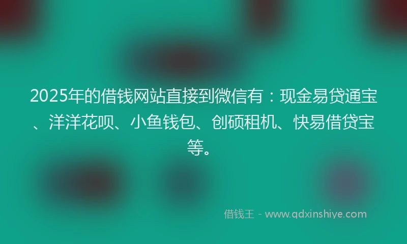 2025年的借钱网站直接到微信有：现金易贷通宝、洋洋花呗、小鱼钱包、创硕租机、快易借贷宝等。