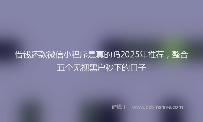 借钱还款微信小程序是真的吗2025年推荐，整合五个无视黑户秒下的口子