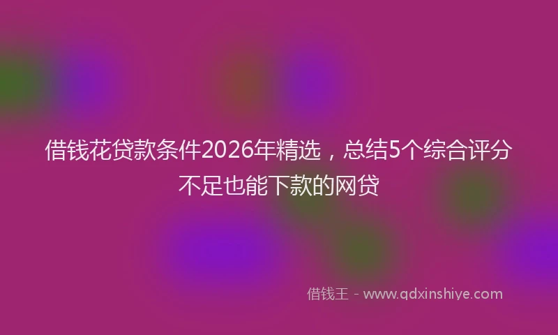 借钱花贷款条件2026年精选,总结5个综合评分不足也能下款的网贷