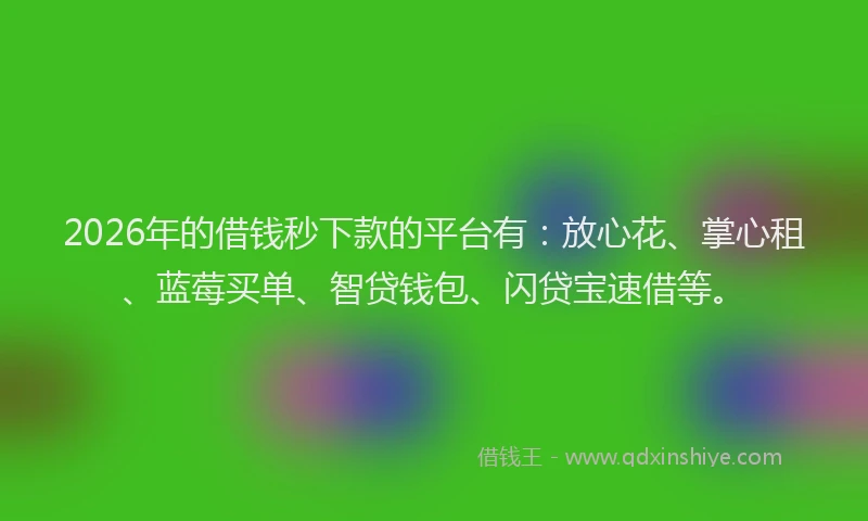 2026年的借钱秒下款的平台有：放心花、掌心租、蓝莓买单、智贷钱包、闪贷宝速借等。