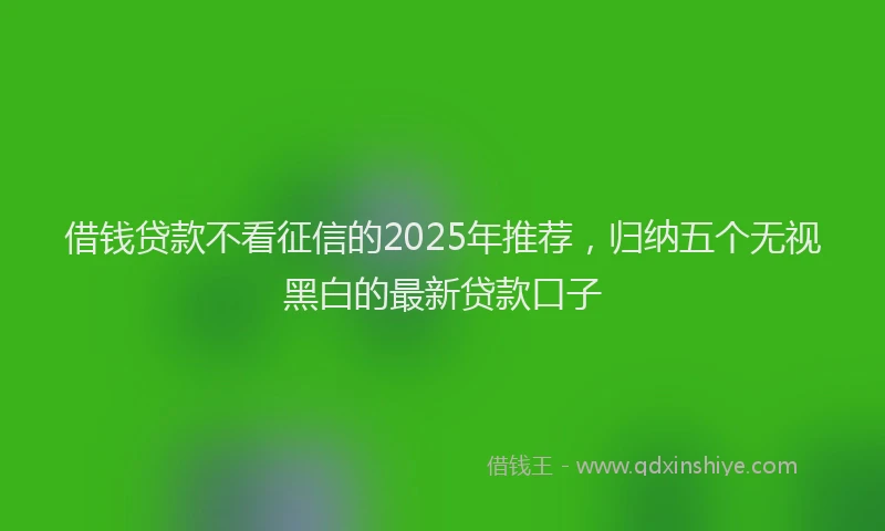 借钱贷款不看征信的2025年推荐，归纳五个无视黑白的最新贷款口子