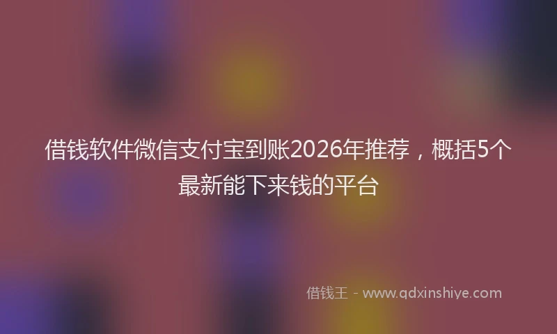借钱软件微信支付宝到账2026年推荐，概括5个最新能下来钱的平台
