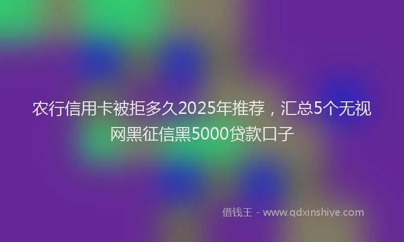 农行信用卡被拒多久2025年推荐，汇总5个无视网黑征信黑5000贷款口子